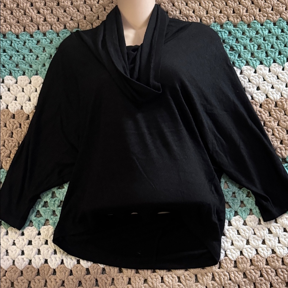Olivia Moon Black Dolman Sleeve Cowl Neck Top Shirt Womans sz Medium